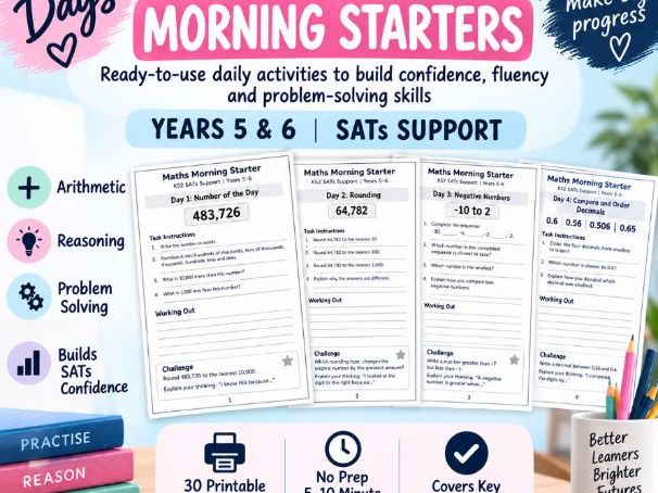 KS2 Maths Morning Starters | Year 5 & 6 SATs Revision | 30 Daily Activities