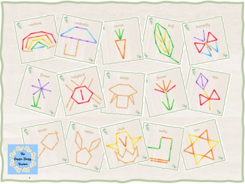 Lolly Stick Pattern Cards - Spring (Natural Theme)