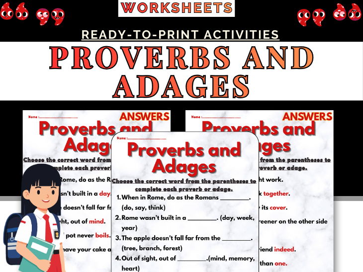 Proverbs and Adages Worksheets – Complete Practice with Answer Keys | Grades 3-6