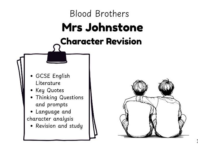 Blood Brothers Character Revision Workbook Mrs Johnstone