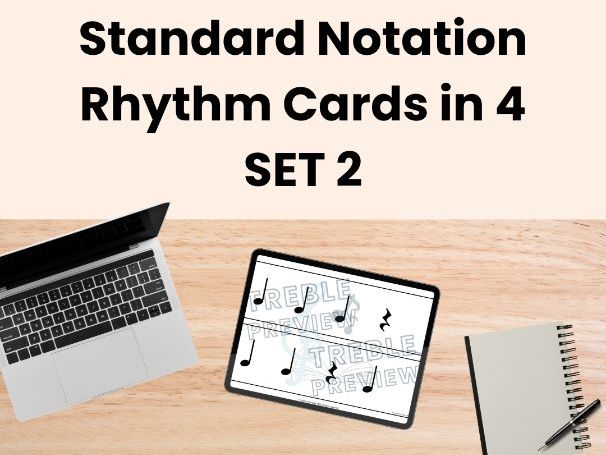 Standard Notation Rhythm Cards in 4 - SET 2