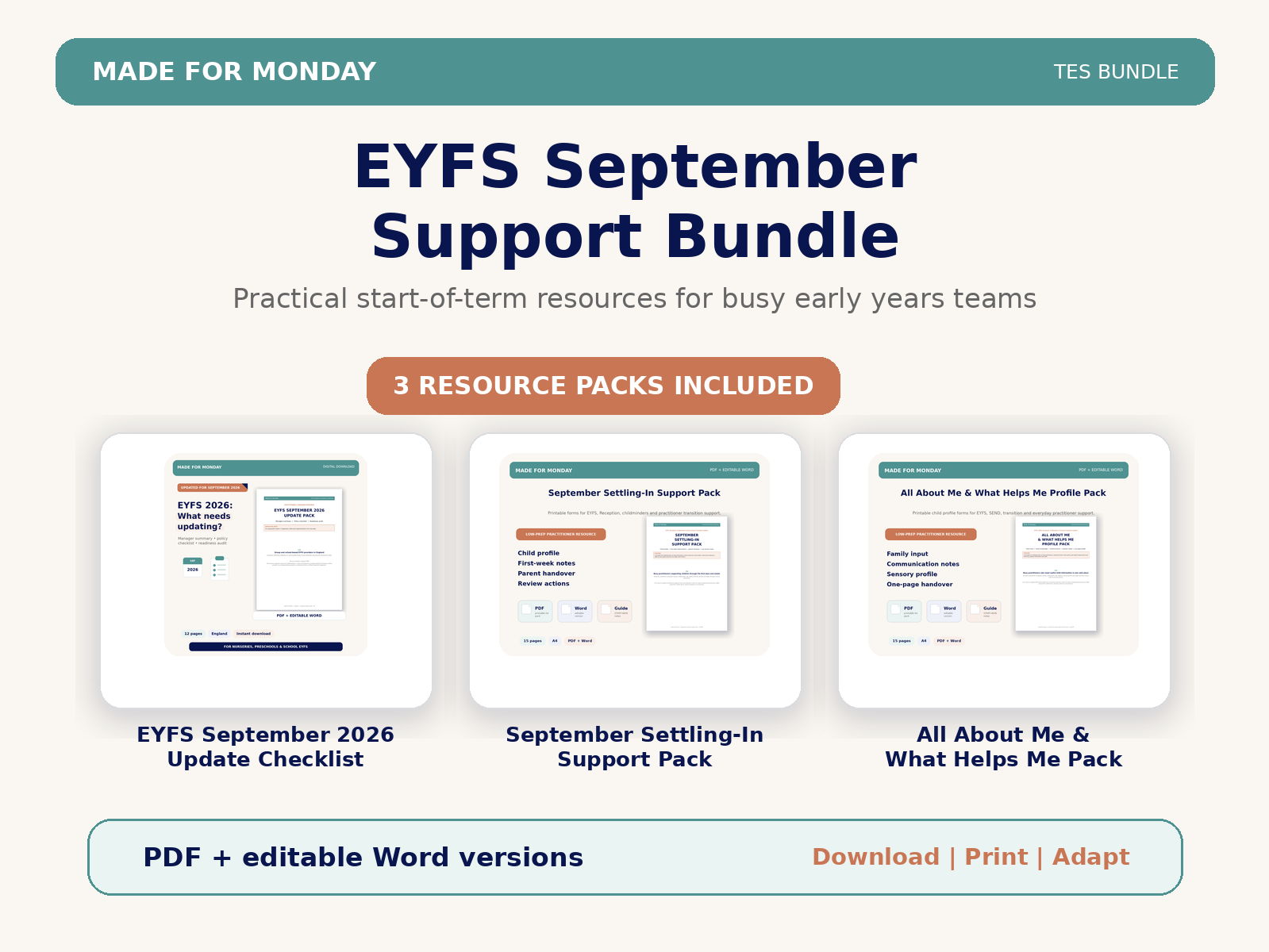 EYFS September Support Bundle