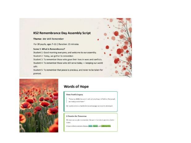 Remembrance Day KS2 Class Assembly Script & Presentation Bundle
