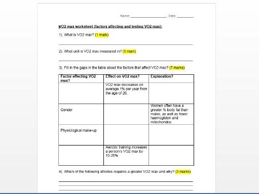 A-Level PE: VO2 max activity