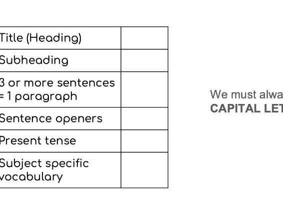 Year 2 non chronological report habitats 3 week unit