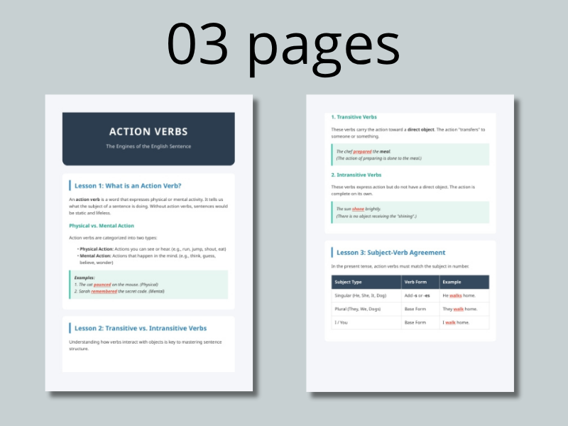 Engaging Action Verbs Lesson