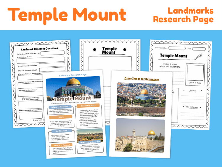 Temple Mount / Haram al-Sharif Landmark Research Project | Jerusalem Worksheets