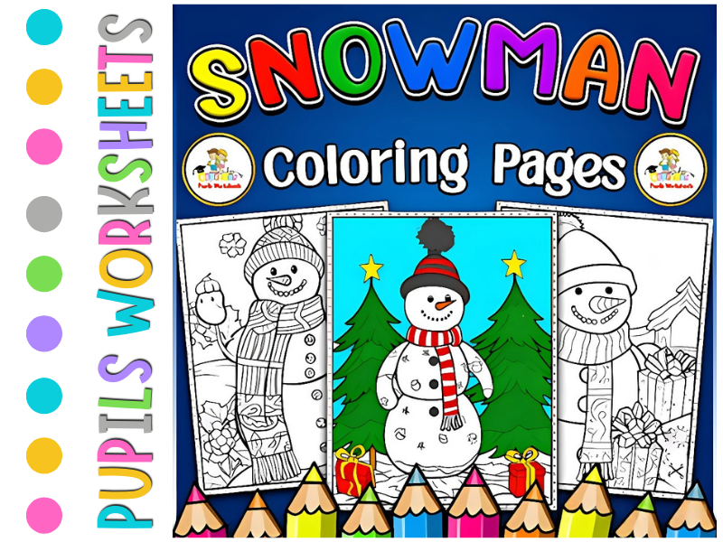 SNOWMAN Coloring Pages Set | Winter Holiday Fun & Fine Motor Practice