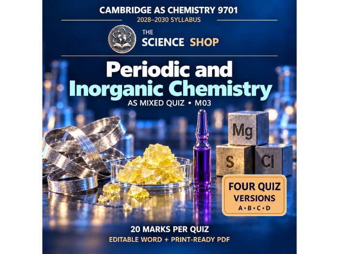 Periodic and Inorganic Chemistry | Cambridge AS Chemistry 9701 | 4 Revision Quizzes