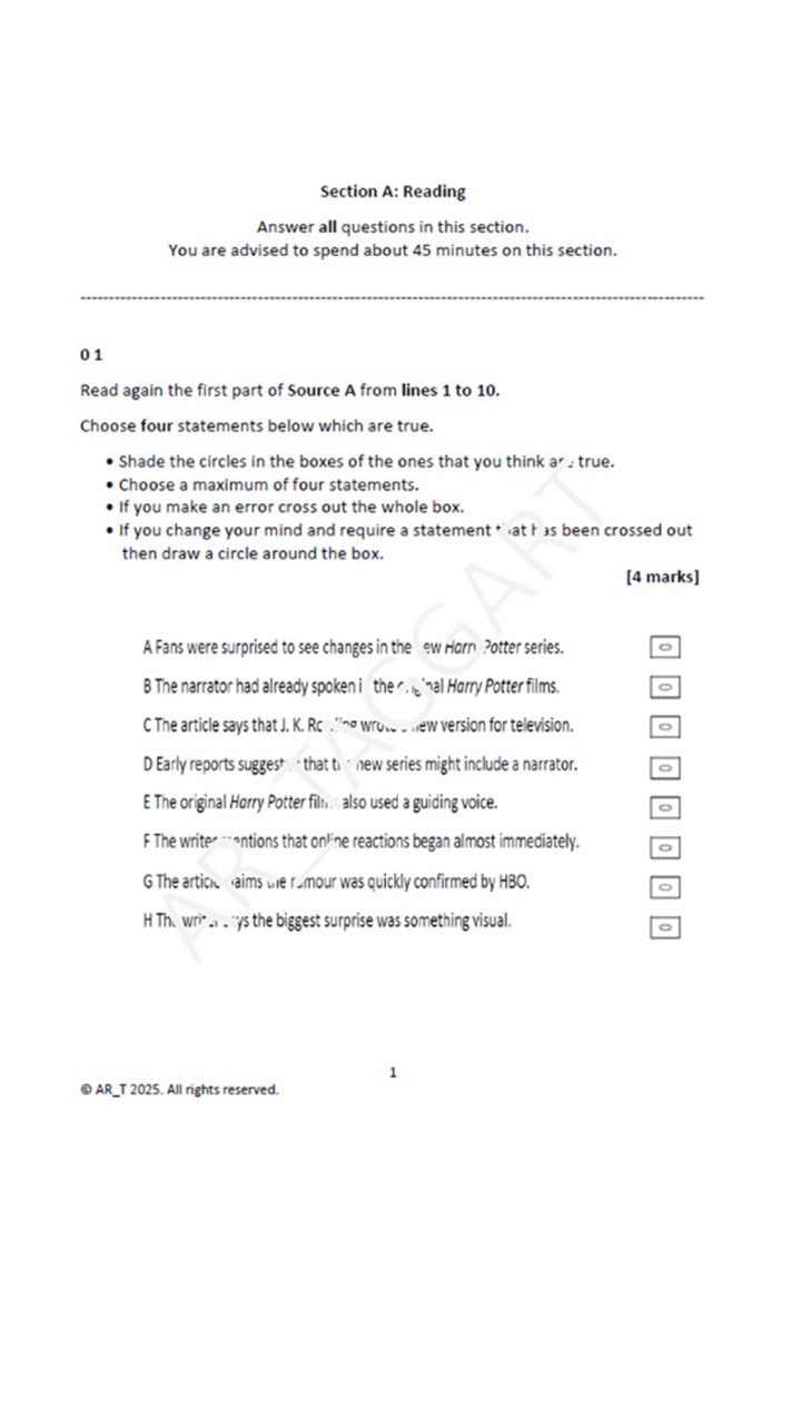 One AQA 2026 GCSE English Language Paper 2 Mock | AO Grids - (Har ...