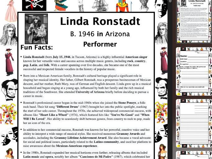 Linda Ronstadt PACKET & ACTIVITIES, Important Historical Figures Series