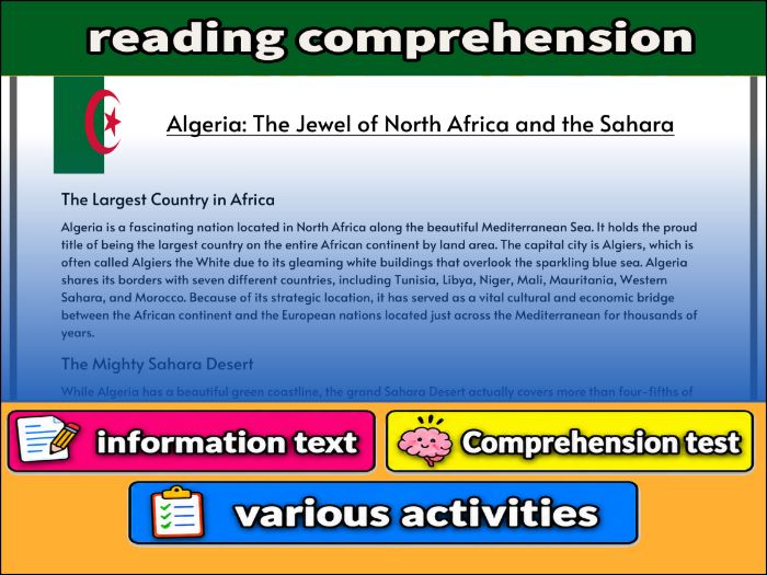 Algeria: The Jewel of North Africa and the Sahara- Reading Comprehension, Worksheet & Activities