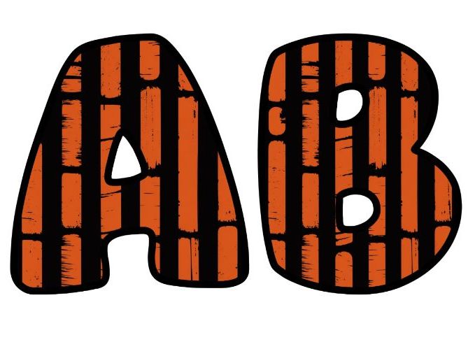 Orange Black Stripes Lettering Set | Classroom Display | Upper & Lowercase, 0-9 and Signs