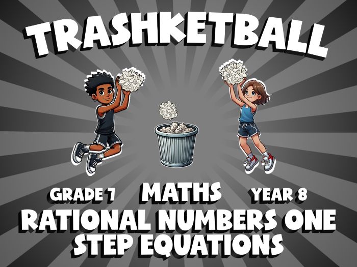 Rational Numbers One Step Equations TRASHKETBALL Maths Game | No-Prep Year 8 Review Activity