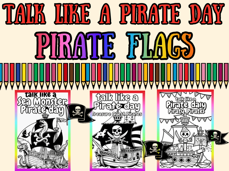Talk Like a Pirate Day Pirate Flags Coloring Pages for Kids NO PREP PACK