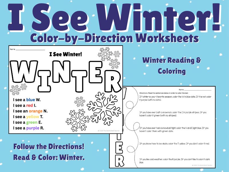 I See Winter! Color-by-Directions Worksheets