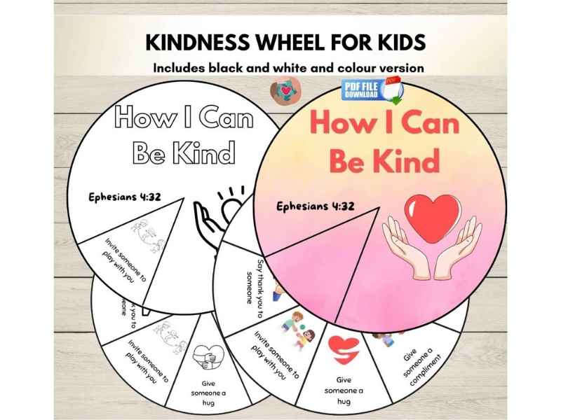Random Acts of Kindness Bible Wheel Craft , Sunday School Coloring Spinner