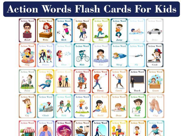 Action Words Flashcards for Kids