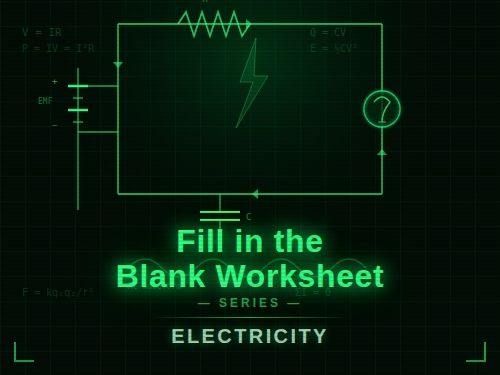 Fill in the blank Electricity worksheet GCSE Physics CCEA