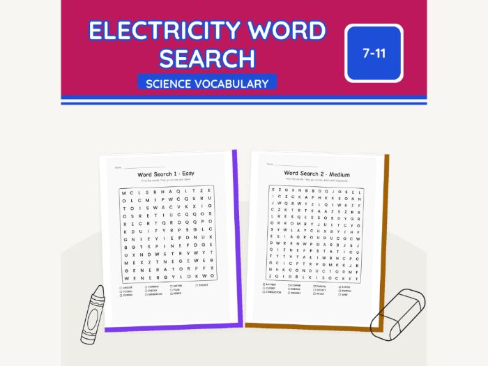 Electricity Word Search KS2 Science | 7 pp
