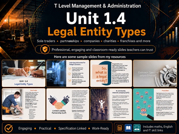 Unit 1 spec 1.4 T Level Management & Administration - Legal Entity types
