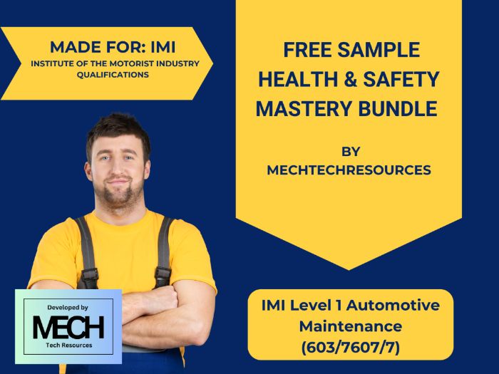 FREE SAMPLE: IMI Level 1 Automotive Maintenance (603/7607/7): Health & Safety Online Tests