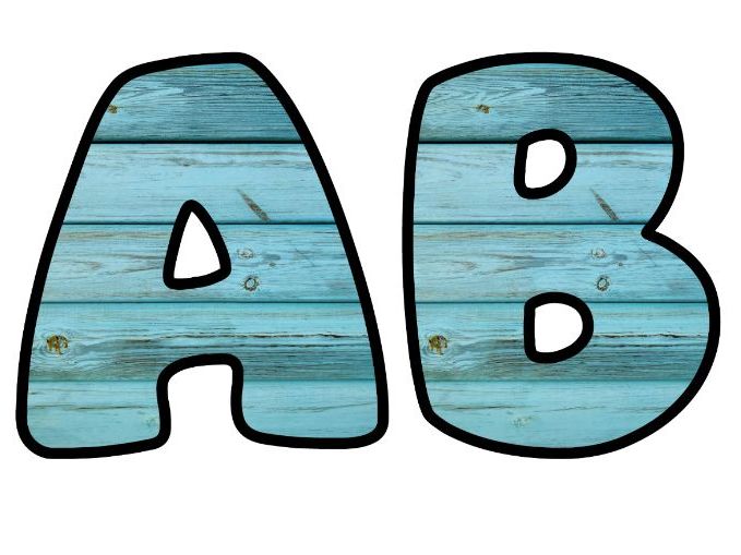 Blue Board Wood Planks Classroom Display | Lettering Set | Upper & Lowercase, 0-9 and Signs