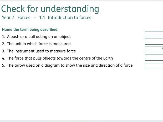 Physics KS3 Check for understanding Q&As