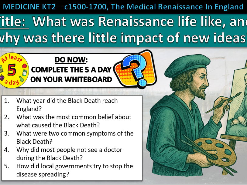 History GCSE Medicine Edexcel KT2 L1 Renaissance Life Renaissance c1500–1700 (Fully Resourced).
