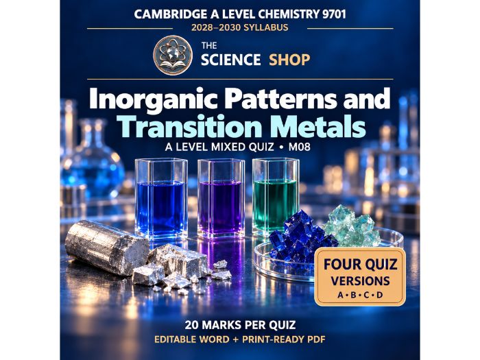Inorganic Patterns and Transition Metals | Cambridge A Chemistry 9701 | 4 Revision Quizzes