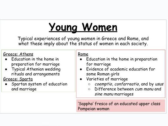 Women in the Ancient World - Young Women: Rome