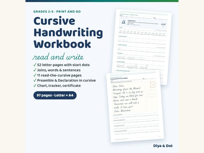 Cursive Handwriting Practice Workbook