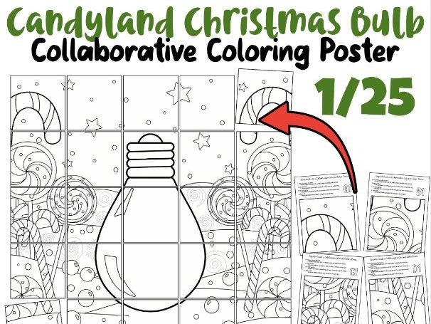 Candyland Christmas Bulb Collaborative Poster | Sweet Holiday Classroom Activity