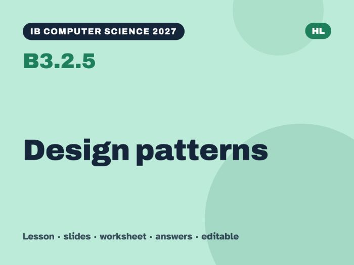 IB Computer Science 2027 – B3.2.5 Design patterns – Lesson & Worksheet