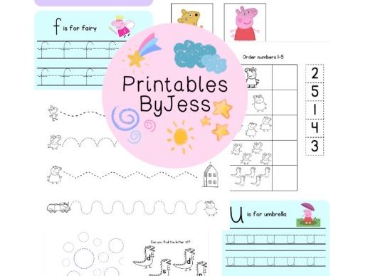 Peppa Pig bundle | 33 pages of reception/pre-school worksheets | handwriting, maths etc.