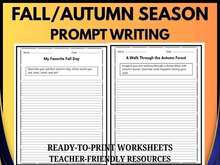 Fall Autumn Writing Prompts | 20 Prompts | Grades 2–8