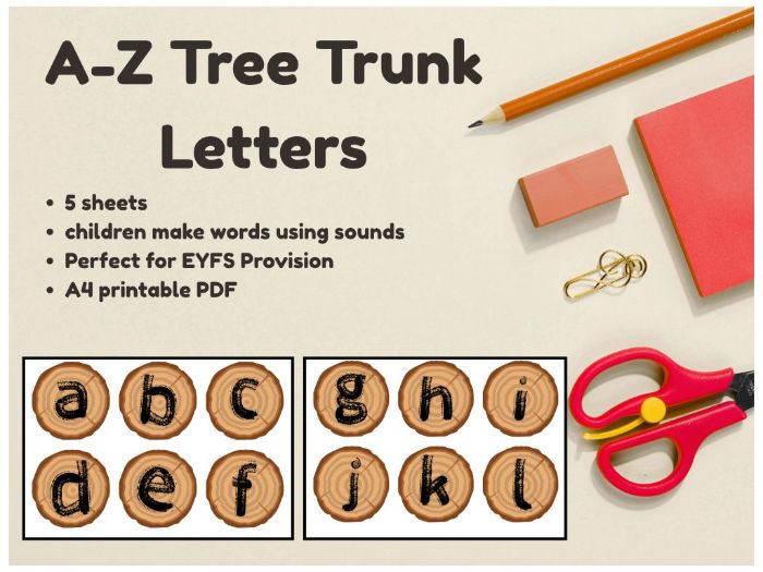 A-Z Tree Trunk Letters