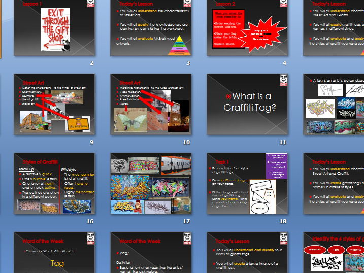 Graffiti Presentation with 100+ slides. Visual Scheme of Work.