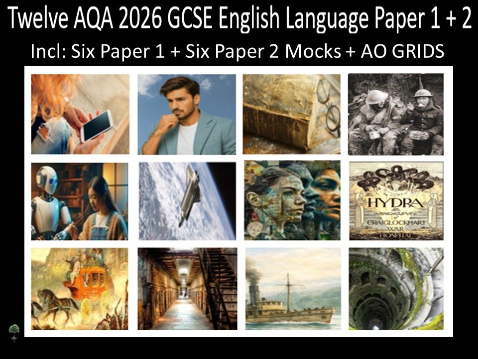 Twelve AQA 2026 GCSE English Language Paper 1 + 2 Mocks | AO Grids