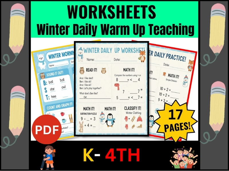 Daily Warm Up Winter Worksheets