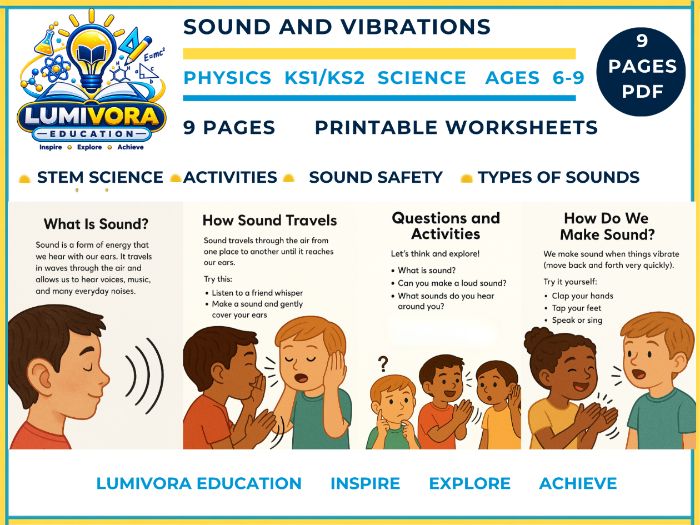 KS1/KS2 Science | The Science of Sound STEM Worksheets & Activities (Ages 6–9)