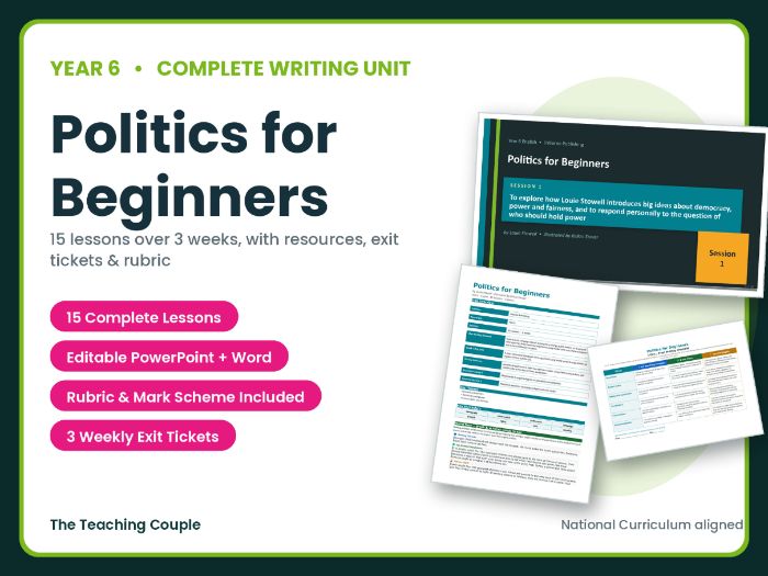 Politics for Beginners | Year 6 English Unit | 15 Complete Lessons + Resources