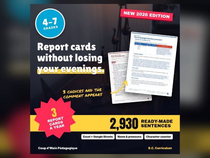 BC Report Card Comments Generator Grades 4-7 | Proficiency Scale Comment Bank
