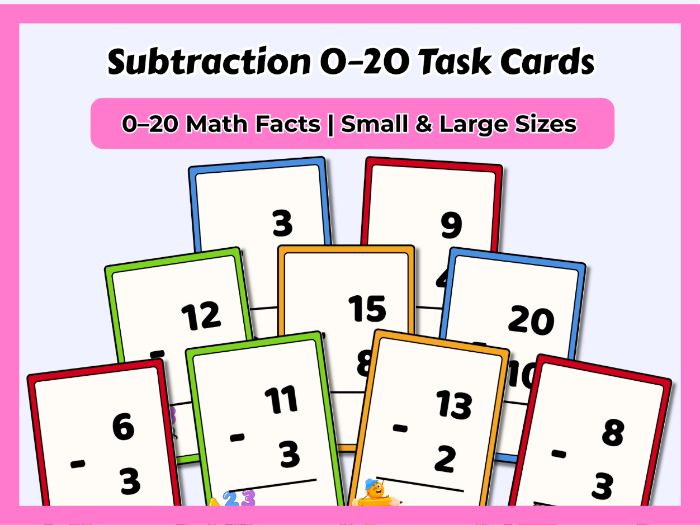 Subtraction 0–20 Task Cards