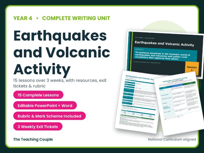 Earthquakes and Volcanic Activity | Year 4 English Unit | 15 Complete Lessons + Resources
