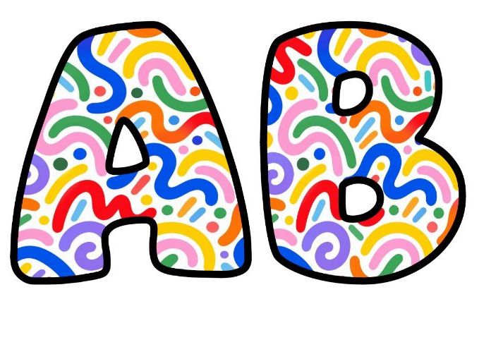 Colourful Squiggle Doodles Bubble Letters | Art and Music Bulletin Board Letters