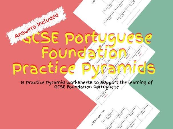 15 GCSE Foundation Level Portuguese Practice Pyramid Worksheets PDF