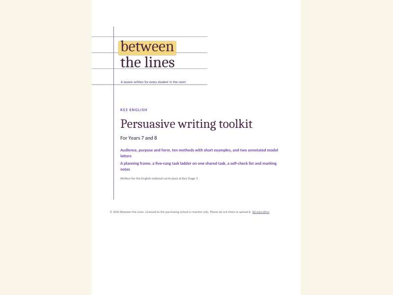 Persuasive writing toolkit for KS3: letters, speeches and articles