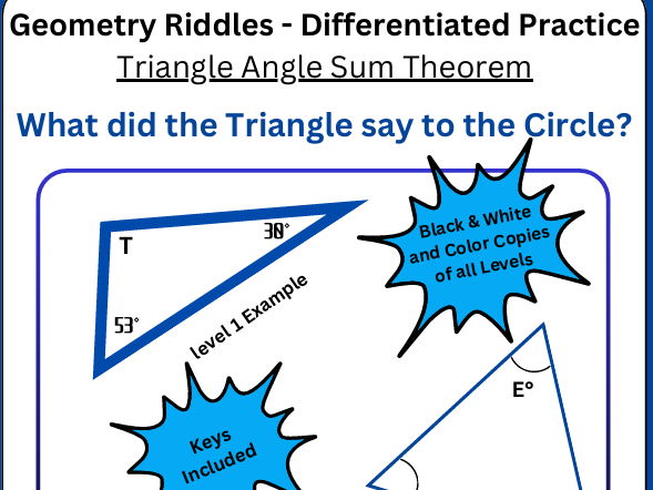 Geometry Riddles - Triangle Angle Sum Theorem - Differentiated Practice Activity