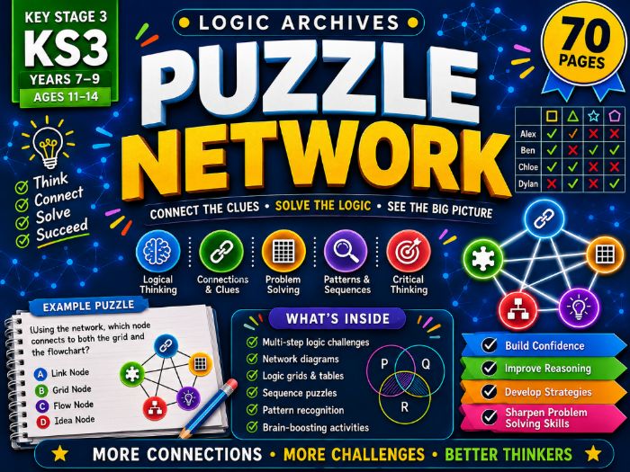 KS3 Logic Puzzles & Critical Thinking | Problem Solving & Reasoning | Years 7–9 | 70 Pages